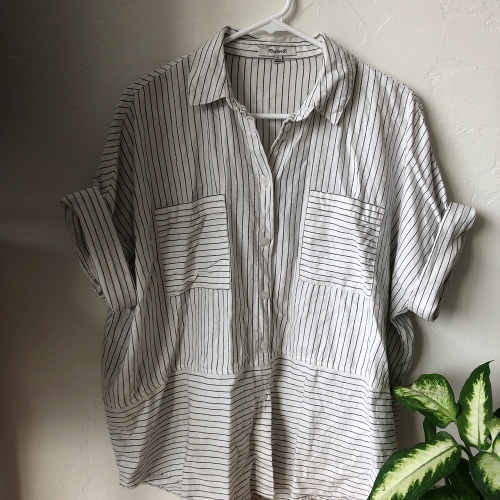 Madewell Button Down Shirt Black/White Striped